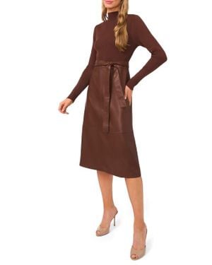 Ted Baker Mixed Media Long Sleeve Dress - Brown