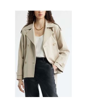 Nordstrom Belted Stretch Cotton Short Trench Coat - Natural