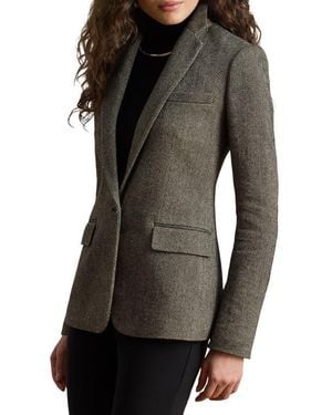 Ralph Lauren Cotton, Linen & Wool Herringbone Jacket - Black