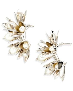 Simone Rocha Encased Faux Flower Cluster Earrings - Metallic