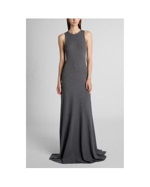 McQueen Sleeveless Wool Rib Gown - Gray