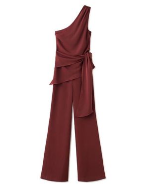 Mango Sleeveless Asymmetric Jumpsuit - Red