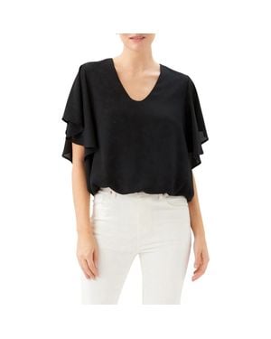 Karen Kane Flutter Sleeve V-Neck Top - Black
