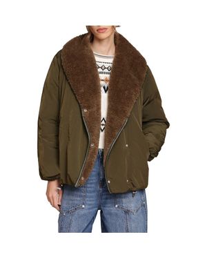Avec Les Filles Faux Fur Shawl Collar Padded Balloon Jacket - Brown