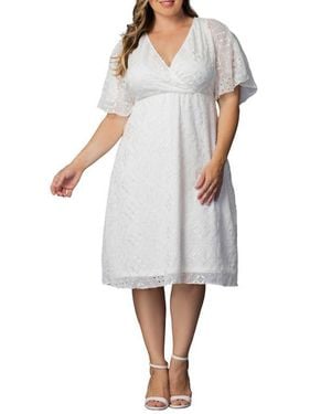Kiyonna Heavenly Eyelet Surplice Cocktail Dress - White