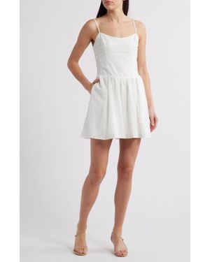 Charles Henry Cotton Eyelet Minidress - White