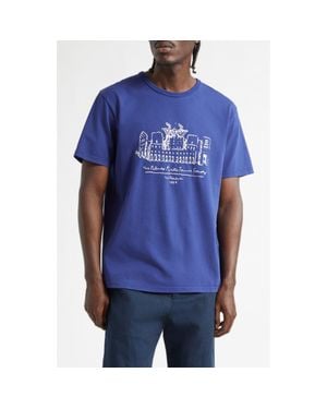 Palmes Public Chain Stitch Cotton T-Shirt - Blue
