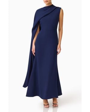 Elliatt Leonara Asymmetric Cape Dress - Blue