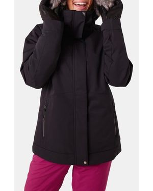 Roxy Meade Hooded Snow Jacket With Faux Fur Trim - Black