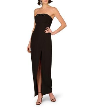 Aidan Mattox by Adrianna Papell Bead Detail Stretch Crepe Column Gown - Black