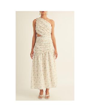 Arose Studio Soleil Eyelet Cutout One-Shoulder Maxi Dress - Natural