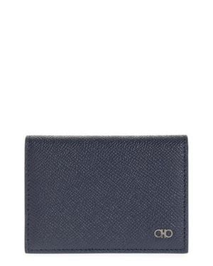 Ferragamo Micro Gancio Leather Card Case - Blue