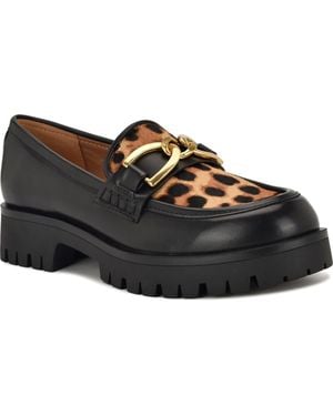 Nine West Gables Genuine Calf Hair Lug Sole Loafer - Black
