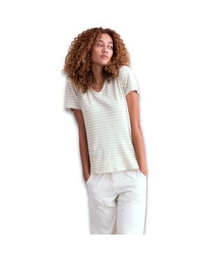 Celtic & Co. Relaxed V-Neck Linen Blend T-Shirt - White