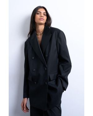 TOPSHOP Double Breasted Tuxedo Blazer - Blue