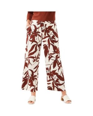 Karen Kane Floral Stretch Cotton Drawstring Wide Leg Pants - Red