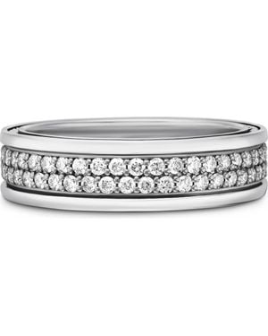 David Yurman Streamline Two-Row Band Ring With Diamonds - Metallic