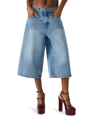 Steve Madden Brea Low Rise Longline Bermuda Denim Shorts - Blue