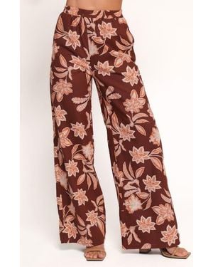Petal & Pup Samira Floral Cotton Blend Wide Leg Pants - Red