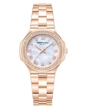 Kenneth Cole Mother-Of-Pearl & Crystal Bracelet Watch, 33Mm - Metallic