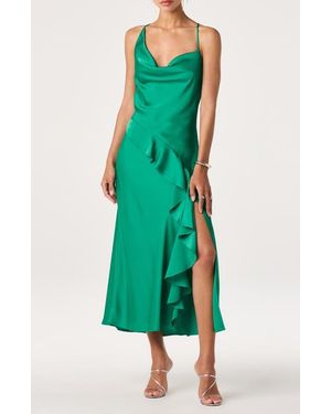 Astr Dymond Satin Midi Dress - Green