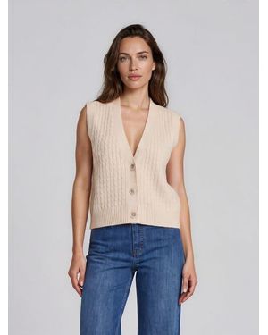 Masai Malaney V-Neck Buttoned Cable Knit Vest - Blue