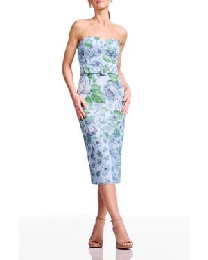 Dress the Population Blakely Floral Embroidered Body-Con Cocktail Midi Dress