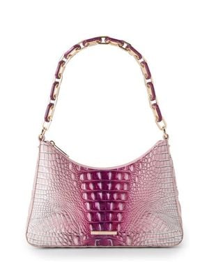 Brahmin Mod Esme Croc Embossed Leather Shoulder Bag - Purple