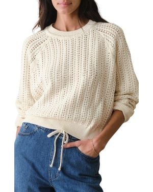 Marine Layer Mina Pointelle Cotton Sweater - Natural