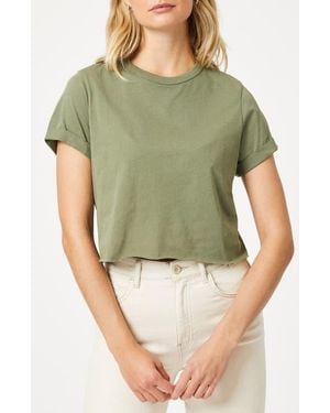 Mavi Raw Hem Crop T-Shirt - Green