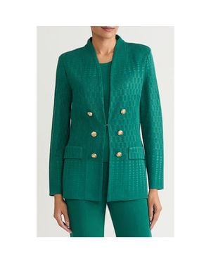 Ming Wang Tonal Multistitch Knit Jacket - Green