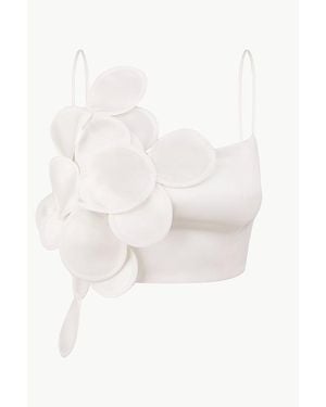 Malva Florea Wedding-Style Mini Top With Floral Appliques - White