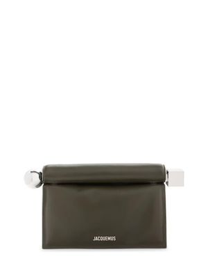 Jacquemus La Pochette Rond Carré Leather Clutch - Gray