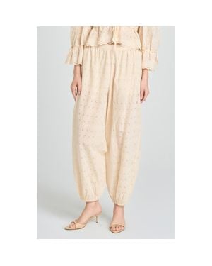 Wayf Jasmine Eyelet Embroidered Cotton Balloon Pants - Natural