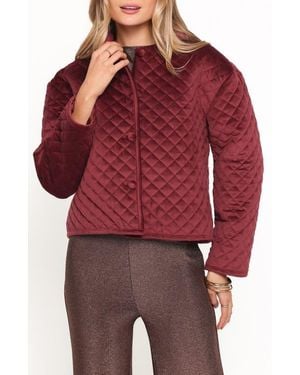 Petal & Pup Roxanna Quilted Velvet Jacket - Red