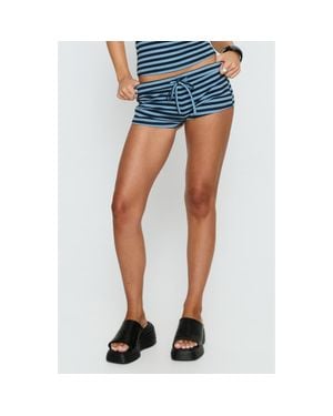 Princess Polly Ariselle Stripe Stretch Cotton Micro Shorts - Blue