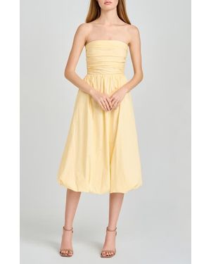 Wayf Katherine Bubble Hem Stretch Cotton Midi Dress - Yellow