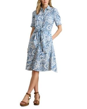 Ralph Lauren Paisley Print Linen Shirtdress - Blue