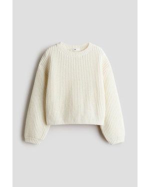 H&M Chenille-Knit Sweater - White
