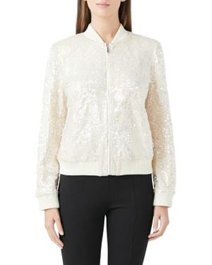 Endless Rose Sequin Bomber Jacket - White