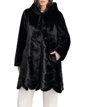 Lyla Grant Fur-Free Mink (Faux Fur) Reversible Coat, Hood - Black