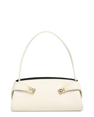 Ferragamo Hug Leather East/West Shoulder Bag - White