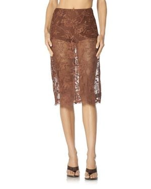 AFRM Novie Lace Midi Skirt - Brown