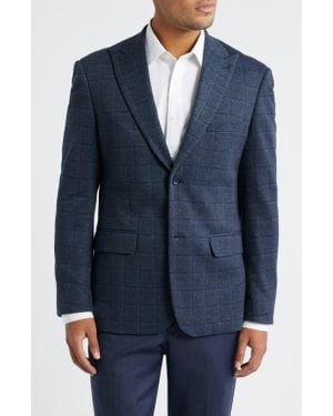 Daniel Hechter Shadow Check Slub Cotton Blend Sport Coat - Blue