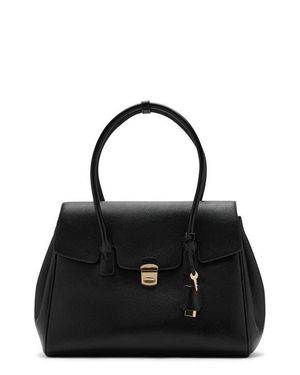 Mango Medium City Faux Leather Satchel - Black