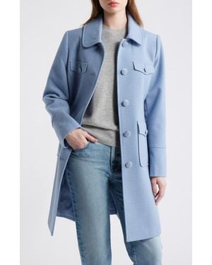 Cece Textured Flap Pocket Coat - Blue