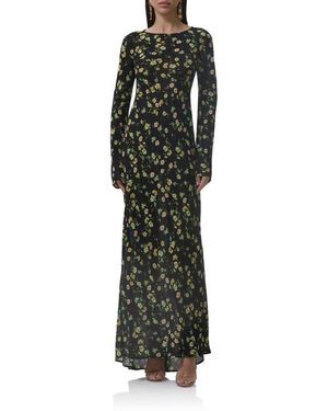 AFRM Jetta Floral Long Sleeve Maxi Dress - Black