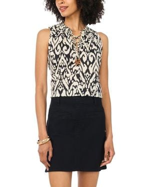 Vince Camuto Front Slit Flowy Cotton Shell - Black
