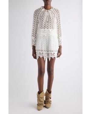 Isabel Marant Hizene Long Sleeve Lace Minidress - White