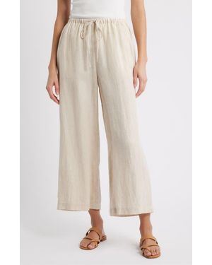 Caslon Wide Leg Crop Linen Pants - Natural